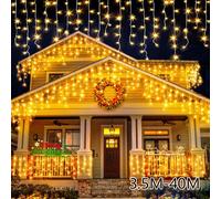 Luci a LED a forma di stalattiti da 3,5m-40m, controller a 8 modalità con funzione di memoria, luci a tenda a LED, adatte per strada, giardino, Capodanno, corridoio, patio, festa, decorazione natalizi