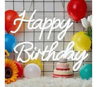 Luci a LED con scritta "Happy Birthday", per feste, alimentate tramite USB, dimmerabili, per decorazione da parete, luce al neon per sfondo di compleanno di qualsiasi età, decorazione per feste di