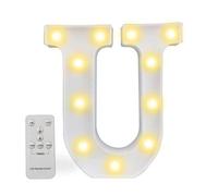 Luci a LED con telecomando, dimmer e timer, insegna luminosa con numeri e lettere dell'alfabeto per la decorazione da parete della camera da letto, luci a batteria per matrimoni, compleanni (U)