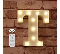 Luci a LED con telecomando, dimmer e timer, insegna luminosa con numeri e lettere dell'alfabeto per la decorazione da parete della camera da letto, luci a batteria per matrimoni, compleanni (T)