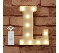 Luci a LED con telecomando, dimmer e timer, insegna luminosa con numeri e lettere dell'alfabeto per la decorazione da parete della camera da letto, luci a batteria per matrimoni, compleanni (L)