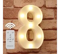 Luci a LED con telecomando, dimmer e timer, insegna luminosa con numeri e lettere dell'alfabeto per la decorazione da parete della camera da letto, luci a batteria per matrimoni, compleanni (8)