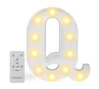 Luci a LED con telecomando, dimmer e timer, insegna luminosa con numeri e lettere dell'alfabeto per la decorazione da parete della camera da letto, luci a batteria per matrimoni, compleanni (Q)