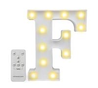 Luci a LED con telecomando, dimmer e timer, insegna luminosa con numeri e lettere dell'alfabeto per la decorazione da parete della camera da letto, luci a batteria per matrimoni, compleanni (F)