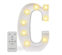 Luci a LED con telecomando, dimmer e timer, insegna luminosa con numeri e lettere dell'alfabeto per la decorazione da parete della camera da letto, luci a batteria per matrimoni, compleanni (C)