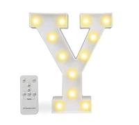 Luci a LED con telecomando, dimmer e timer, insegna luminosa con numeri e lettere dell'alfabeto per la decorazione da parete della camera da letto, luci a batteria per matrimoni, compleanni (Y)