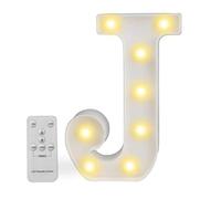 Luci a LED con telecomando, dimmer e timer, insegna luminosa con numeri e lettere dell'alfabeto per la decorazione da parete della camera da letto, luci a batteria per matrimoni, compleanni (J)