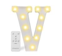 Luci a LED con telecomando, dimmer e timer, insegna luminosa con numeri e lettere dell'alfabeto per la decorazione da parete della camera da letto, luci a batteria per matrimoni, compleanni (V)