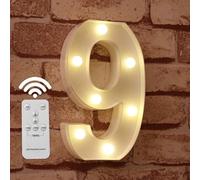 Luci a LED con telecomando, dimmer e timer, insegna luminosa con numeri e lettere dell'alfabeto per la decorazione da parete della camera da letto, luci a batteria per matrimoni, compleanni (9)