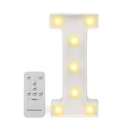 Luci a LED con telecomando, dimmer e timer, insegna luminosa con numeri e lettere dell'alfabeto per la decorazione da parete della camera da letto, luci a batteria per matrimoni, compleanni (I)