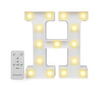 Luci a LED con telecomando, dimmer e timer, insegna luminosa con numeri e lettere dell'alfabeto per la decorazione da parete della camera da letto, luci a batteria per matrimoni, compleanni (H)