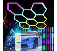 Luci a LED esagonali RGB per garage, luci a led esagonali RGB, luci a led esagonali da gioco, luce da garage a led con app telecomando per garage, cantina, magazzino, negozio di bellezza auto, RGB,
