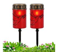 Luci a LED Graves, Grave Lights - Set di lampade da tè senza fiamma da 2 - Luci di fondo a LED resistenti all'acqua per il cimitero da giardino Pathway Backyard Home Party