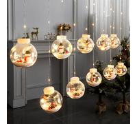 Luci a LED natalizie con Babbo Natale, albero di Natale e pupazzi di neve per decorare la camera da letto.