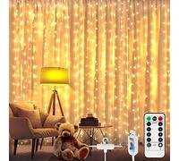 Luci a LED per tende, 200 LED 3Mx2M USB Luci a stringa per tende con 8 modalità di controllo remoto Luci a LED impermeabili IP65 per la decorazione della festa nuziale della camera da letto di Natale