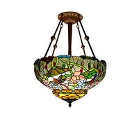Luci a sospensione in vetro colorato in stile Tiffany per perle di cristallo da 18 pollici perle in cristallo rosa Apparecchiatura a sospensione per ombra pastorale per la camera da pranzo camera da
