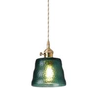 Luci a sospensione moderna a soffitto in vetro verde nordico lampada a campana a campana con lampadari a campana con paralume a vetro strutturato soffitto ad altezza regolabile per la sala da pranzo