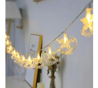 Luci a stringa a batteria a forma di luna e stelle, adatte per il Ramadan, le celebrazioni dell'Eid, la decorazione della casa e delle stanze, ottime per l'Eid Mubarak, ristoranti, hotel, camere da le