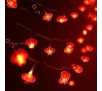Luci a Stringa a Lanterna Rossa, Luci a Stringa a Lanterna Cinese Facili da Installare per Ville (Senza Nappa 3 Metri/9,8 Piedi 20 luci)