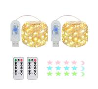 Luci a stringa a LED, 100 LED, funzione timer, 8 modalità Luci a stringa USB impermeabili per esterni/interni con telecomando per camera da letto, cortile, matrimonio, Natale, ecc. (bianco caldo)