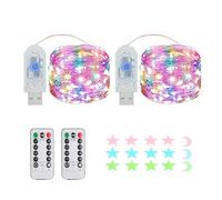 Luci a stringa a LED, 50 LED, funzione timer, 8 modalità Luci a stringa USB impermeabili per esterni/interni con telecomando per camera da letto, cortile, matrimonio, Natale, ecc. (Multicolore)