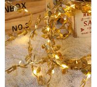 Luci a stringa con foglie d'oro, 100cm/10 luci LED. Adatte per la decorazione interna e la decorazione festiva. Alimentate a batteria, un set di luci fatate romantiche con foglie d'oro, come luci deco