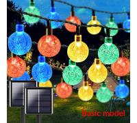 Luci a stringa solari a globo di cristallo per esterni, luci solari impermeabili per esterni, modello base con 8 modalità di illuminazione, luci solari per patio, giardino, veranda, matrimonio, festa,