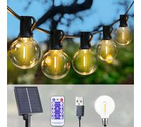 Luci a stringa solari G40, luci a corda solari per esterni, luci solari a LED, adatte per giardino, festa, cortile, matrimonio, strada, decorazione per patio 12,5 m/41 piedi 25 lampadine,7m/23ft 10 la