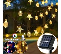Luci a stringa solari per esterni, luci a stringa a sfera di cristallo e stelle alimentate a energia solare, 5m 20 led / 7m 50 led / 12m 100 led, luci fatate con 8 modalità di illuminazione, impermeab