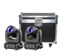 Luci a Testa Mobile + 8 GOBO E 8 Colori + Custodia da Viaggio, Luce da Palco con Prisma a 18 Facce, Faretto Attivato dal Suono D-MX, per Dj, Concerti, Feste, Matrimoni, Bar 100W-2PCS