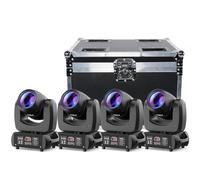 Luci a Testa Mobile + 8 GOBO E 8 Colori + Custodia da Viaggio, Luce da Palco con Prisma a 18 Facce, Faretto Attivato dal Suono D-MX, per Dj, Concerti, Feste, Matrimoni, Bar 150W-4PCS