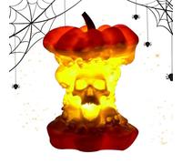 Luci a zucca per esterni, lampada da camera da letto a scheletro di zucca, ornamento spettrale per feste di Halloween, feste di Halloween, da tavolo, veranda, giardino, scrivania, casa, cortile