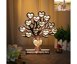 Luci acriliche personalizzate per albero genealogico per foto 1-12 nomi dei bambini Albero della vita Luce notturna Mamma Lampada a LED Decorazione per la festa della mamma Regalo per mamma Nonna