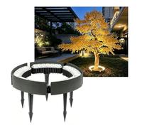 Luci Ad Anello per Alberi Esterni Luce per albero ad anello da esterno con picchetto da terra, LED colorato IP65 Impermeabile Palma Colonne romane Faretti paesaggistici illuminanti(RGB,5 Packs)