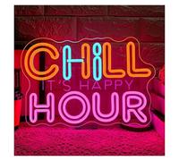 Luci al Neon Da Parete Chill It's Happy Hour Insegna Al Neon Luce LED Dimmerabile Per Sala Giochi Camera Da Letto Bar Soggiorno Decorazione Da Parete 16inx10.63in