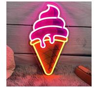 Luci al Neon Da Parete Insegna Al Neon A Forma Di Cono Gelato, Luminosa A Con Stampa UV Per, Per La Decorazione Gelaterie, Logo Aziendale 26cmx45cm