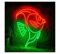 Luci al Neon Da Parete Insegna Al Neon A Forma Di Pesce Con Testa Grassa Luce LED Per Camera Da Letto Ristorante Oceano Museo Arredamento Per Casa Lampada Da Notte 29cmx38cm
