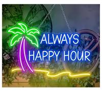 Luci al Neon Da Parete Insegna Al Neon "Auguri Happy Hour" Da Appendere Alla Parete, Per Bar Estivi, Feste, Casa 55X35cm(C)