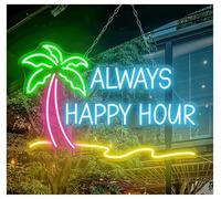 Luci al Neon Da Parete Insegna Al Neon "Auguri Happy Hour" Da Appendere Alla Parete, Per Bar Estivi, Feste, Casa 55X35cm(B)