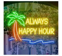 Luci al Neon Da Parete Insegna Al Neon "Auguri Happy Hour" Da Appendere Alla Parete, Per Bar Estivi, Feste, Casa 55X35cm(D)