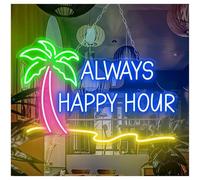 Luci al Neon Da Parete Insegna Al Neon "Auguri Happy Hour" Da Appendere Alla Parete, Per Bar Estivi, Feste, Casa 55X35cm(F)