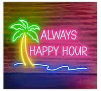 Luci al Neon Da Parete Insegna Al Neon "Auguri Happy Hour" Da Appendere Alla Parete, Per Bar Estivi, Feste, Casa 55X35cm(UN)