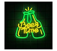 Luci al Neon Da Parete Insegna Al Neon "Beer Time" Per Vetrine Di Negozi E Attività Commerciali, Decorazione Per Casa, Bar, Taverna, Club, Luce Alimentata Tramite USB,27.8cmх28cm