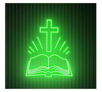 Luci al Neon Da Parete Insegna Al Neon Con Scritta Bibbia Aperta, Decorazione Per La Casa, Fede Religiosa, Camera Da Letto, Attività Commerciali Minimarket 58cm(Style G)