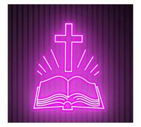 Luci al Neon Da Parete Insegna Al Neon Con Scritta Bibbia Aperta, Decorazione Per La Casa, Fede Religiosa, Camera Da Letto, Attività Commerciali Minimarket 58cm(Style D)