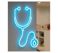 Luci al Neon Da Parete Insegna Al Neon Con Stetoscopio, Lampade A LED Alimentate Tramite USB, Decorazione Per Farmacia, Clinica, Ospedale, Studio Medico, Ambulatorio Pediatrico, 35cm
