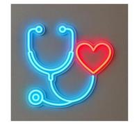 Luci al Neon Da Parete Insegna Al Neon Con Stetoscopio, Lampade A LED Per Farmacia, Ospedale, Clinica, Studio Medico, Ambulatorio Pediatrico,40cm