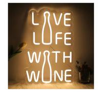 Luci al Neon Da Parete Insegna Al Neon Da Bar "Vivi La Vita Con Il Vino", Luce USB A LED, Arte Murale Per Bar, Camera Da Letto, Ristorante, Caverna Dell'uomo, Decorazione Per Feste