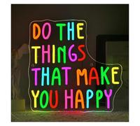 Luci al Neon Da Parete Insegna Al Neon Do The Things That Make You Happy Luce LED Dimmerabile, Motivazionale, Per La Decorazione Artistica Di Compleanno Da Parete 32cmx32cm
