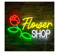 Luci al Neon Da Parete Insegna Al Neon "Flower Shop" Lampada A Forma Di Tulipano Per Decorazioni Da Parete. Negozio Di Fiori, Rendi Il Tuo Negozio Più Luminoso 24cmх42cm